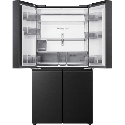 Haier Horizon American Fridge Freezer - Obsidian Steel - Doors open